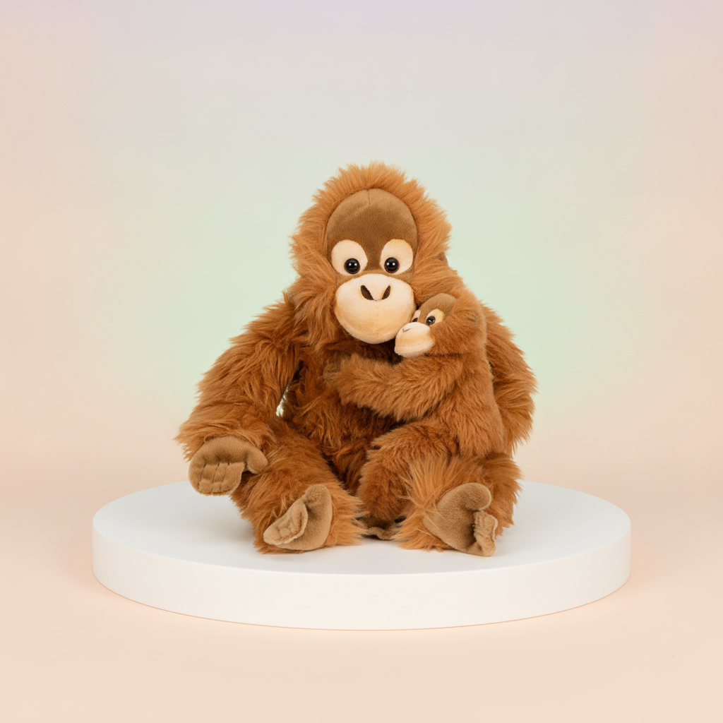 Orang-oetan met baby knuffel