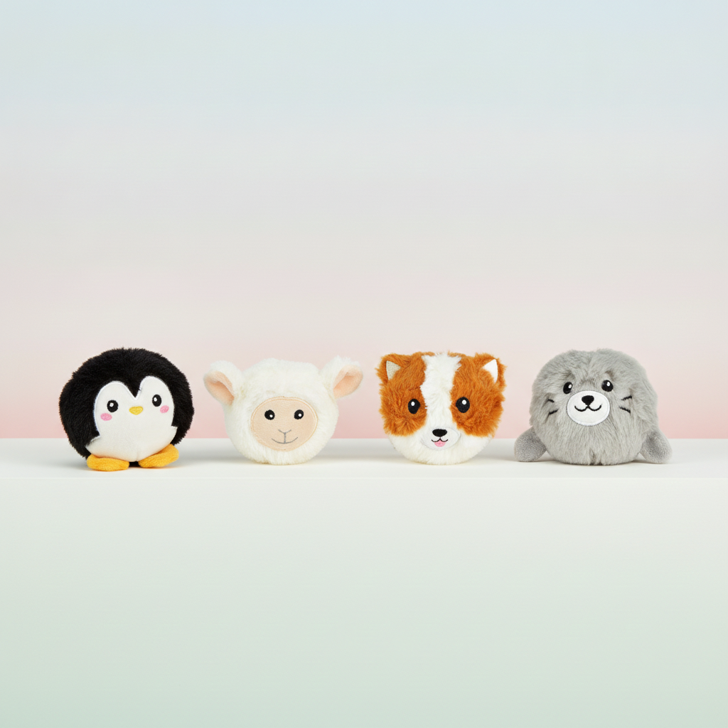 Pluche anti-stress toy (pinguïn, schaap, hond of zeehond)