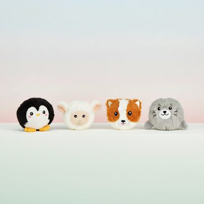 Pluche anti-stress toy (pinguïn, schaap, hond of zeehond)